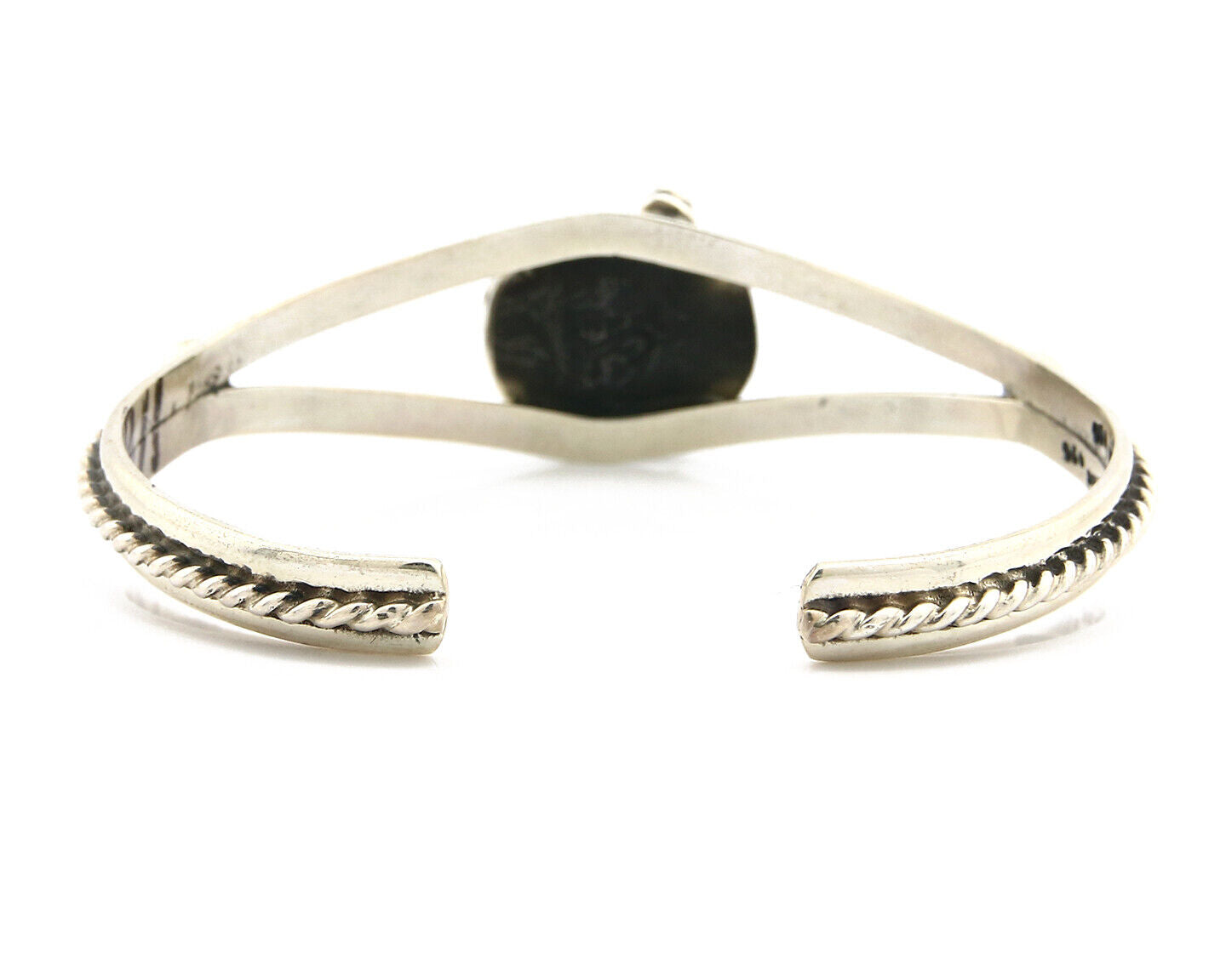 Navajo Bracelet .925 Silver Turquoise Mountain Signed Calvin Peterson C.80's