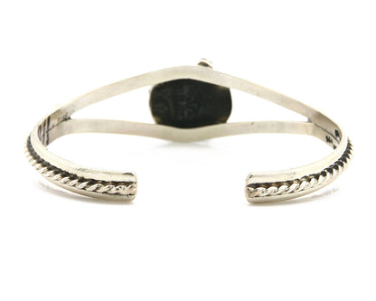 Navajo Bracelet .925 Silver Turquoise Mountain Signed Calvin Peterson C.80's