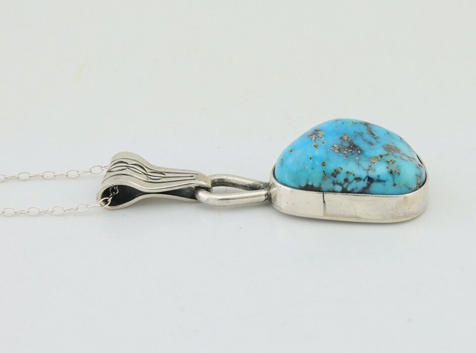 Navajo Necklace 925 Silver Natural Blue Turquoise Artist Tony Guerro C.80's