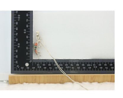 Navajo Kokopelli Necklace Sterling Silver Authentic Natural Gemstone Vintage