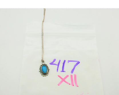 Navajo Necklace Sterling Silver Natural Blue Turquoise Handmade Vintage