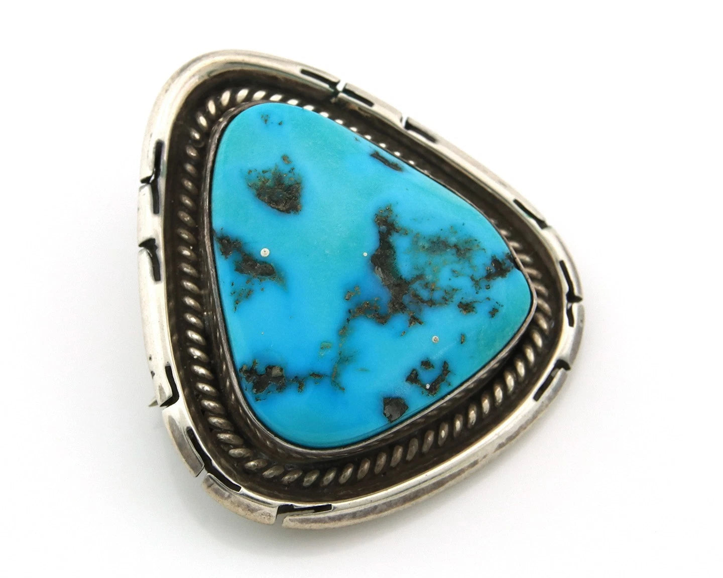 Navajo Handmade Pin Sterling Silver Turquoise Vintage Native Artist