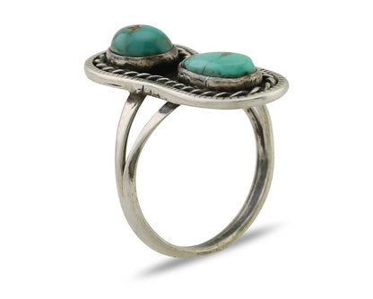 Navajo Handmade Ring 925 Silver Natural Turquoise Native American Artist C.80's