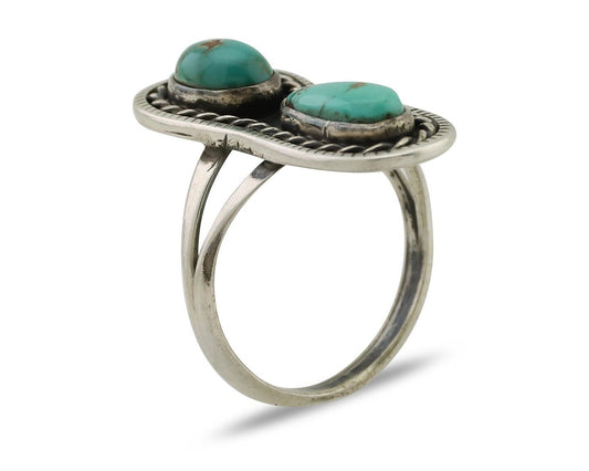 Navajo Handmade Ring 925 Silver Natural Turquoise Native American Artist C.80's