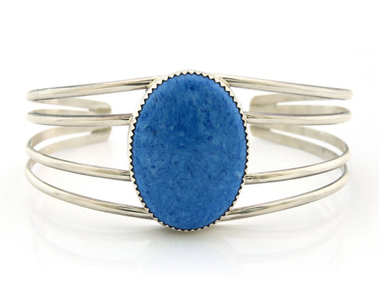 Navajo Cuff Bracelet Sterling Silver Natural Denim Lapis Vintage Handmade