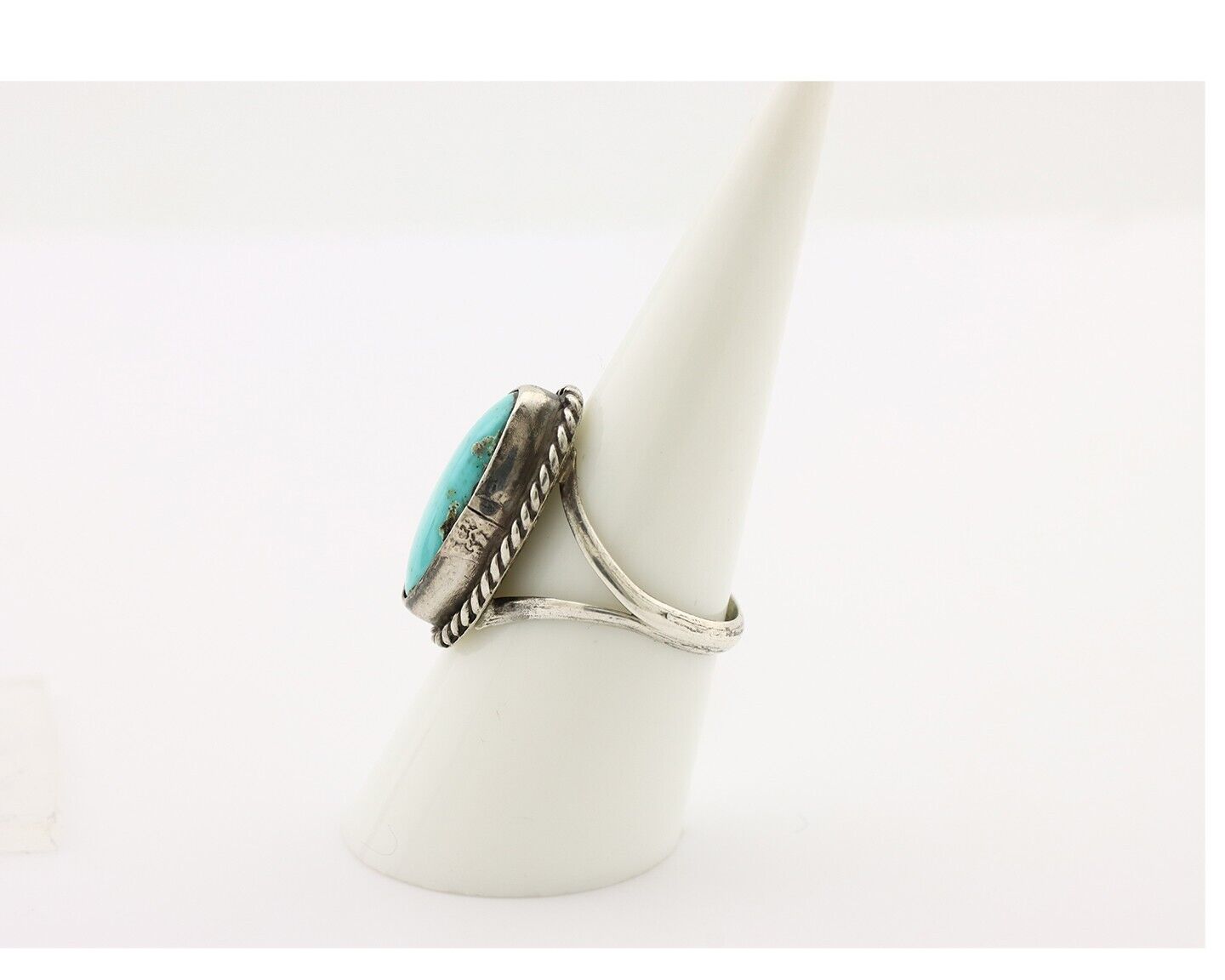 Navajo Ring 925 Silver Kingman Turquoise Artist Native American Signed C.80's