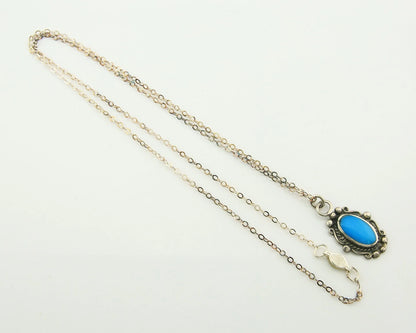 Navajo Necklace Sterling Silver Natural Blue Turquoise Handmade Vintage
