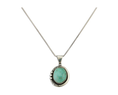 Navajo Pendant 925 Silver Kingman Turquoise Signed Sun Rise C.90's