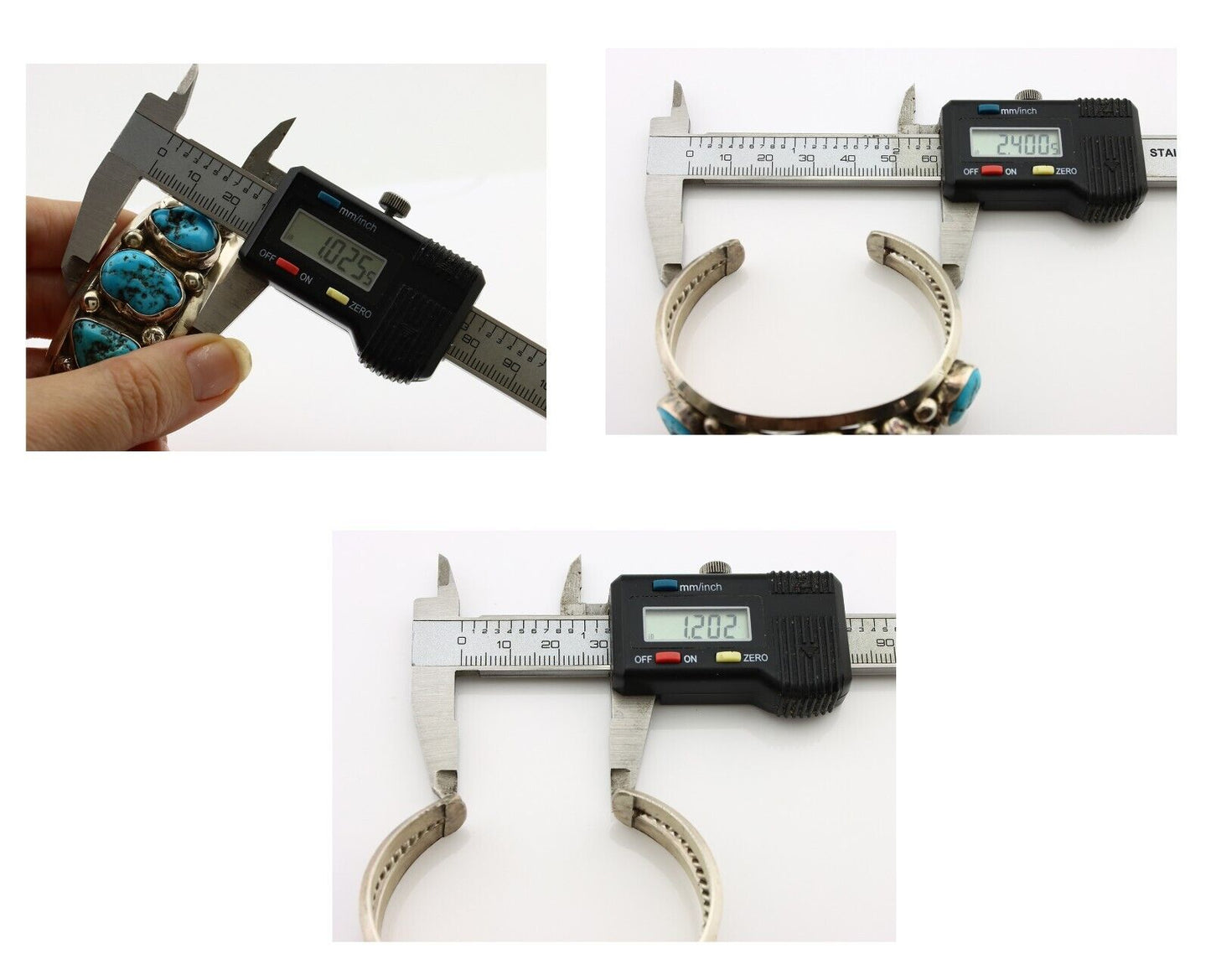 Navajo Bracelet 925 Silver Nugget Sleeping Beauty Turquoise Artist Signed JR C80