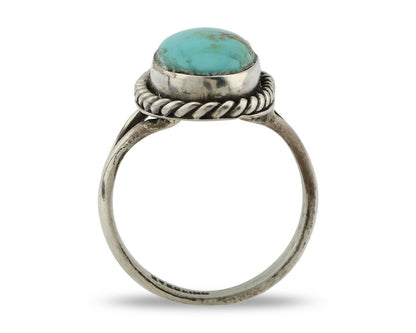 Navajo Ring 925 Silver Natural Kingman Turquoise Native American Artist C.80's