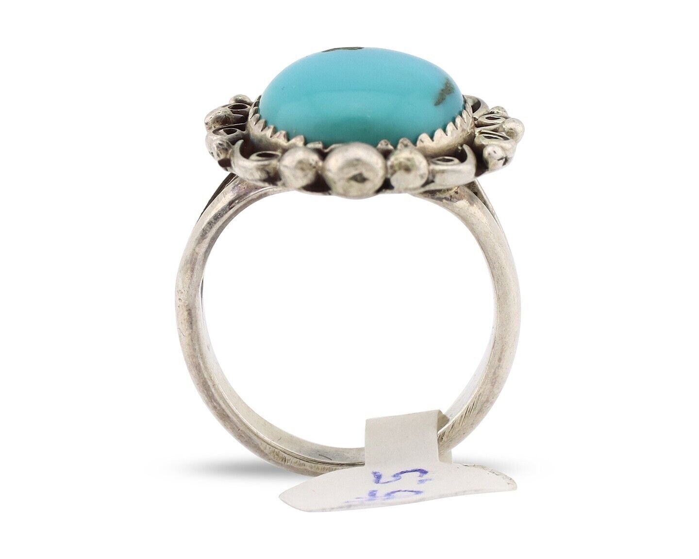 Navajo Ring .925 Silver Natural Blue Turquoise Artist Signed Billy Eagle C.80's
