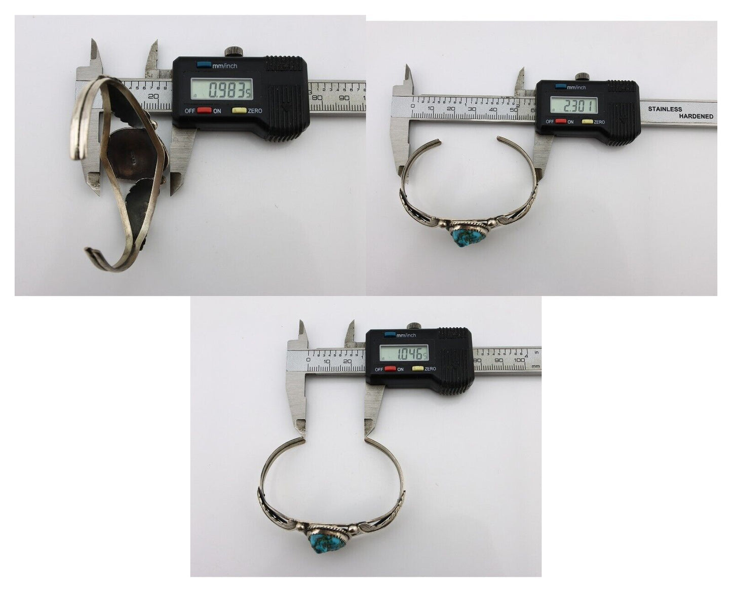 Navajo Bracelet 925 Silver Sleeping Beauty Turquoise Native American Artist C80s