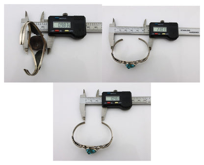 Navajo Bracelet 925 Silver Sleeping Beauty Turquoise Native American Artist C80s