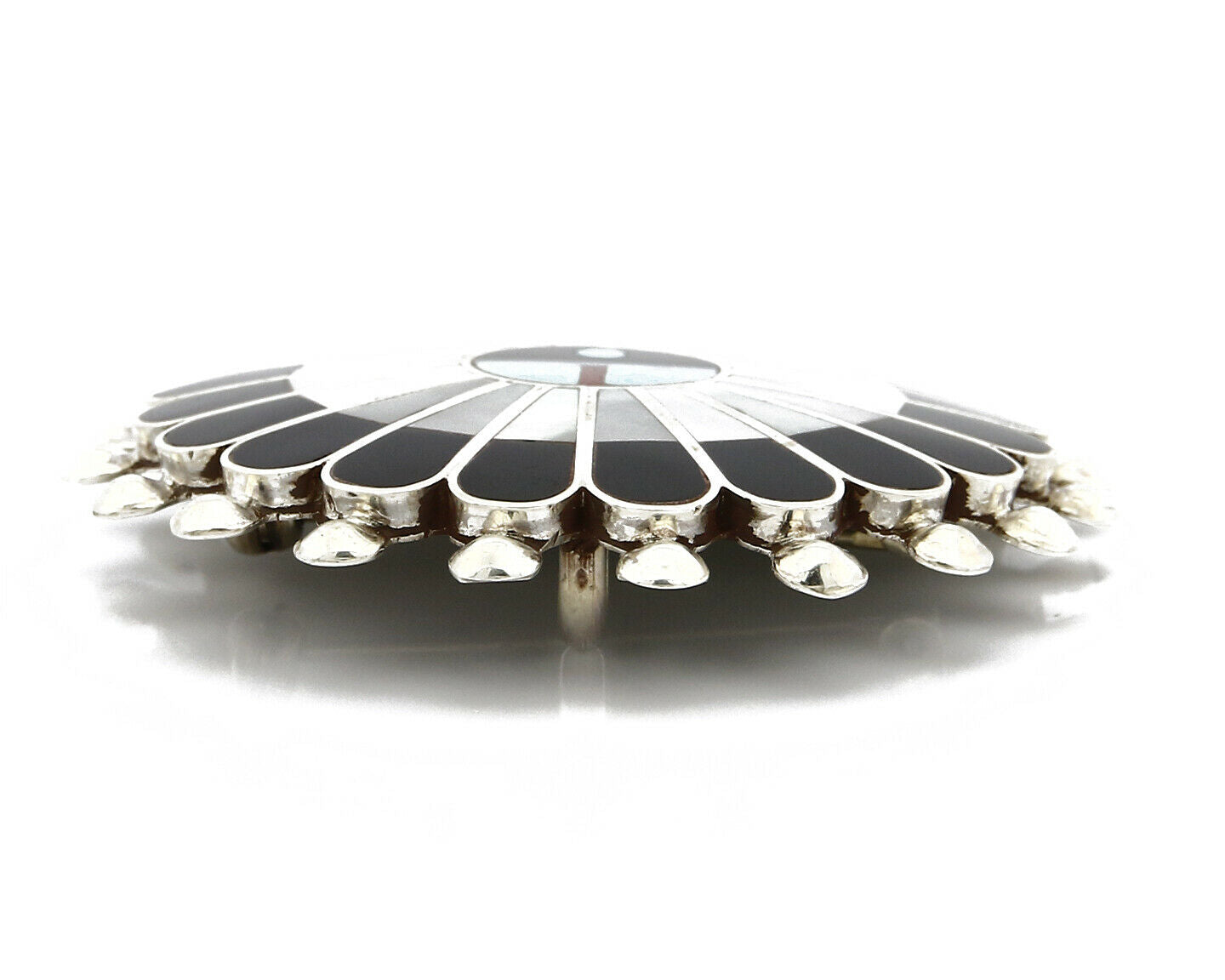 Zuni Signed Artist Victoria Unkestine Inlaid .925 SOLID Silver Tewa Pendant Pin