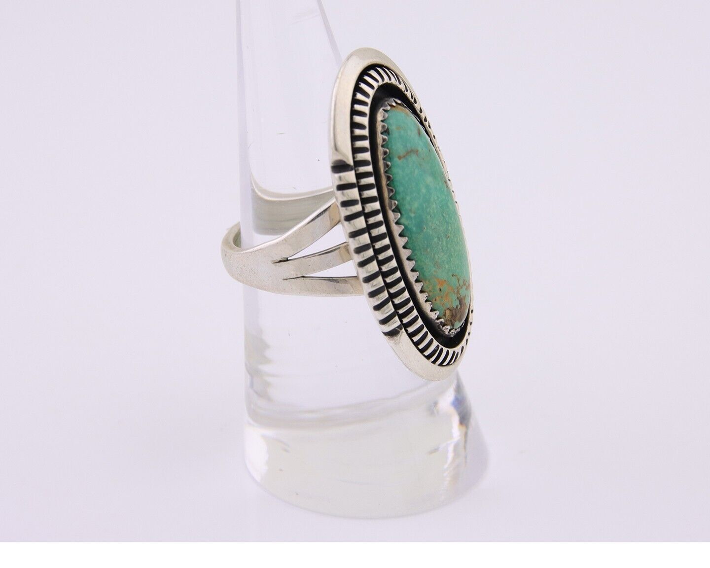 Navajo Ring 925 Silver Natural Blue Turquoise Native American Artist C.80's