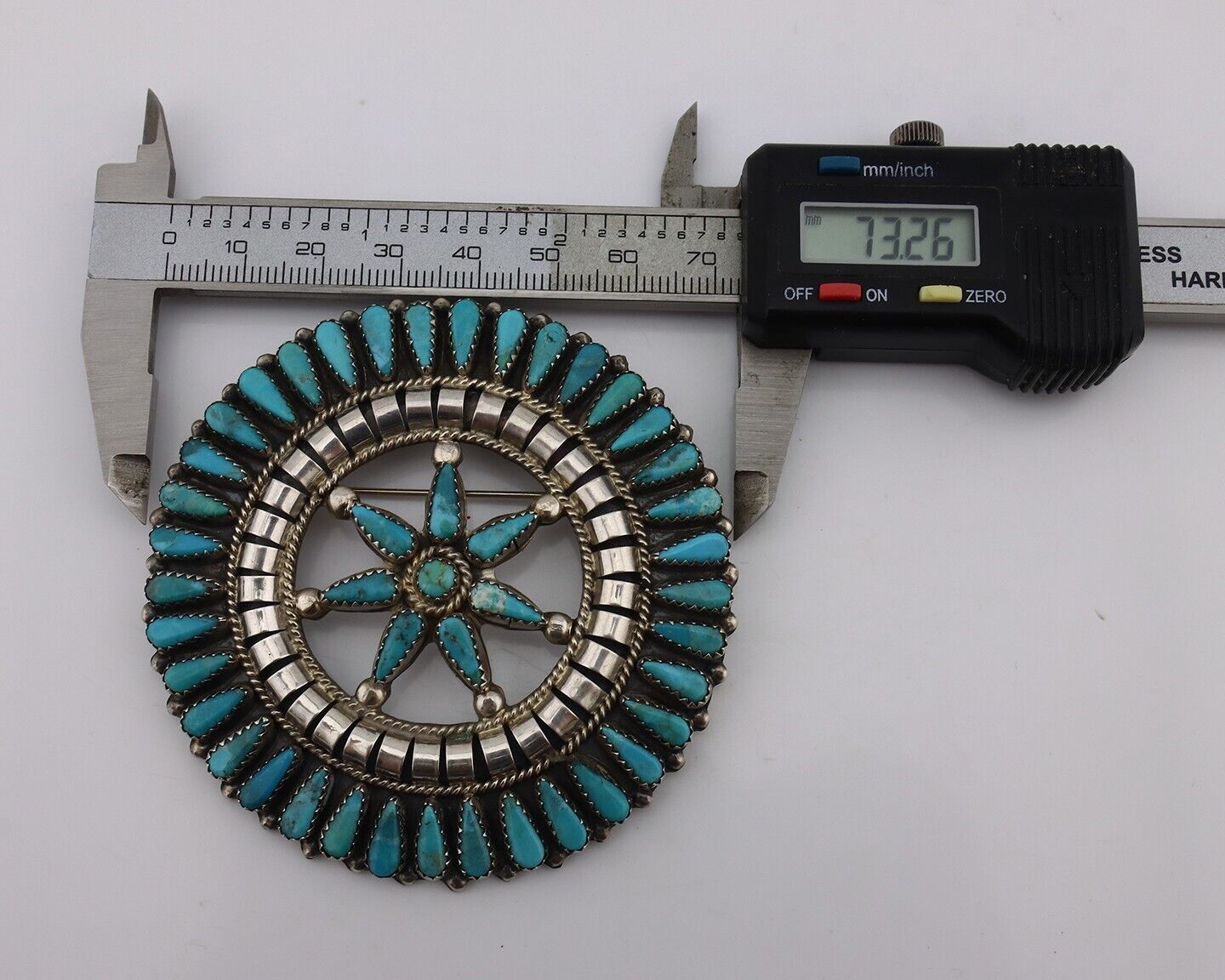 Navajo Pin Pendant .925 Silver Blue Turquoise Signed Tommy Wilson C.80's