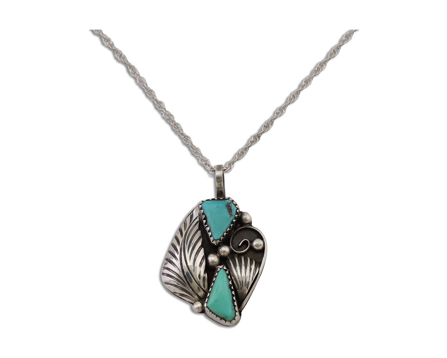 Navajo Turquoise Handmade Necklace 925 Silver Artist Signed PM C.80s