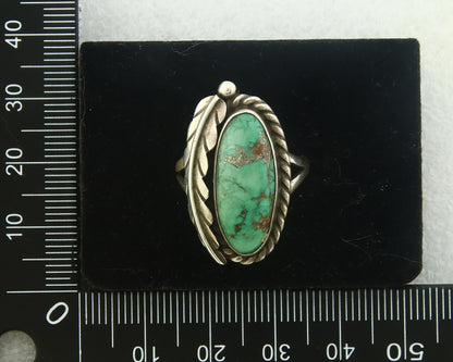 Navajo Ring 925 Sterling Blue Turquoise Artist Signed Sunset C.80's