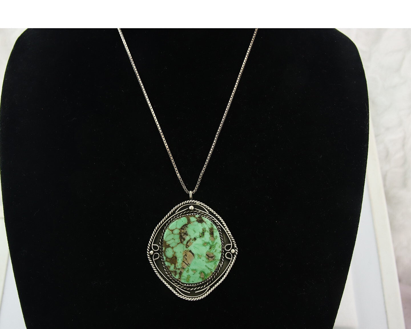 Navajo Sterling Silver Necklace Authentic Turquoise Vintage Signed JR L Sam