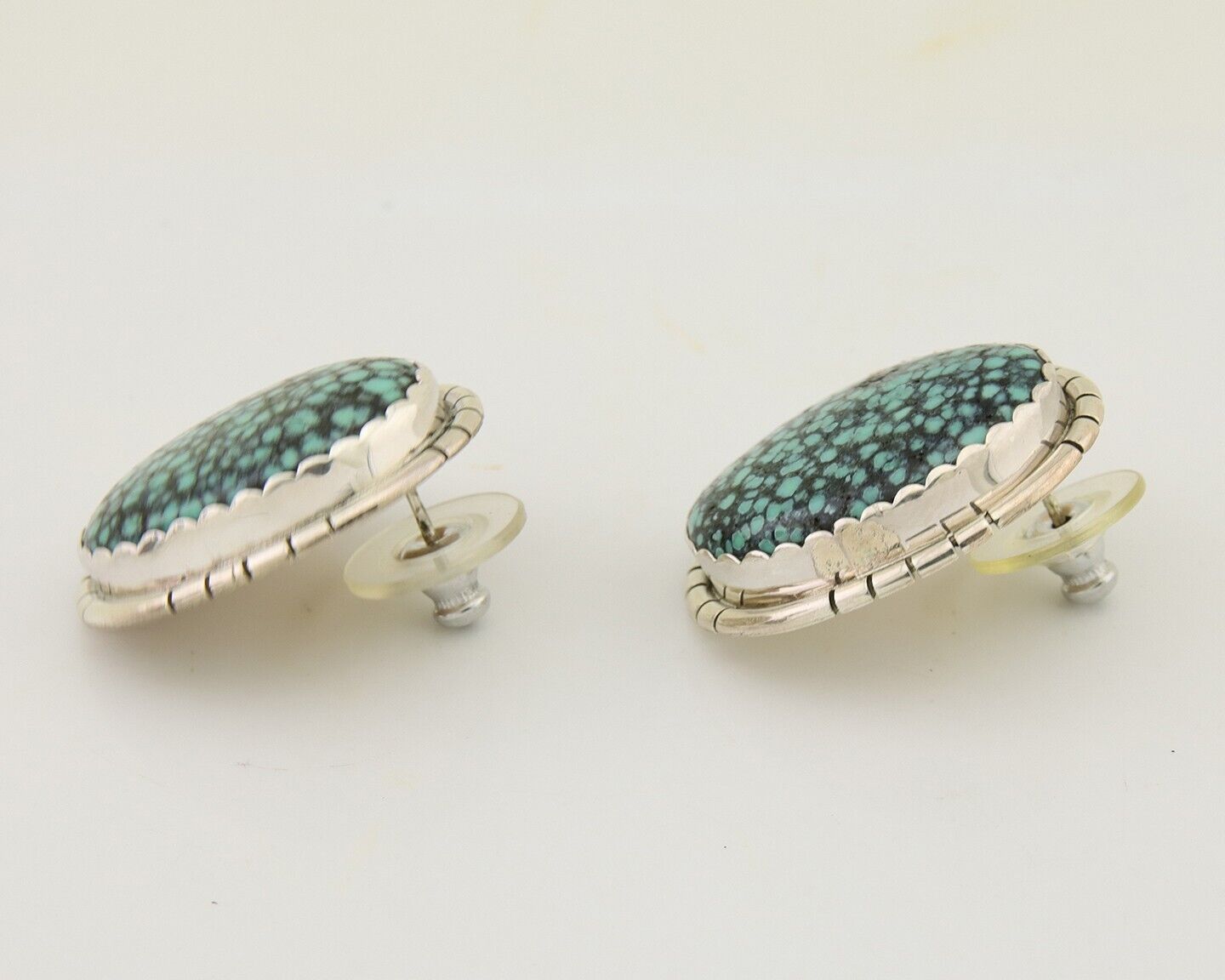 Navajo Earrings 925 Silver Mine 8 Turquoise Native American Artist C.80's