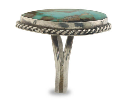 Navajo Ring 925 Sterling Natural Turquoise Native Artist C.80's Size 8.5