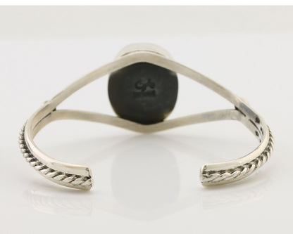 Navajo Cuff Bracelet 925 Silver Natural Blue Turquoise Artist Signed Gecko C.80s