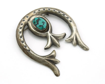 Navajo Handmade Pin Sterling Silver Turquoise Vintage Tobe Turpen Pawn