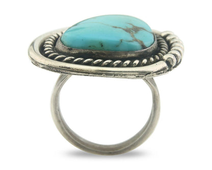Navajo Ring 925 Sterling Turquoise Handmade Native Artist C.80's Size 6.5
