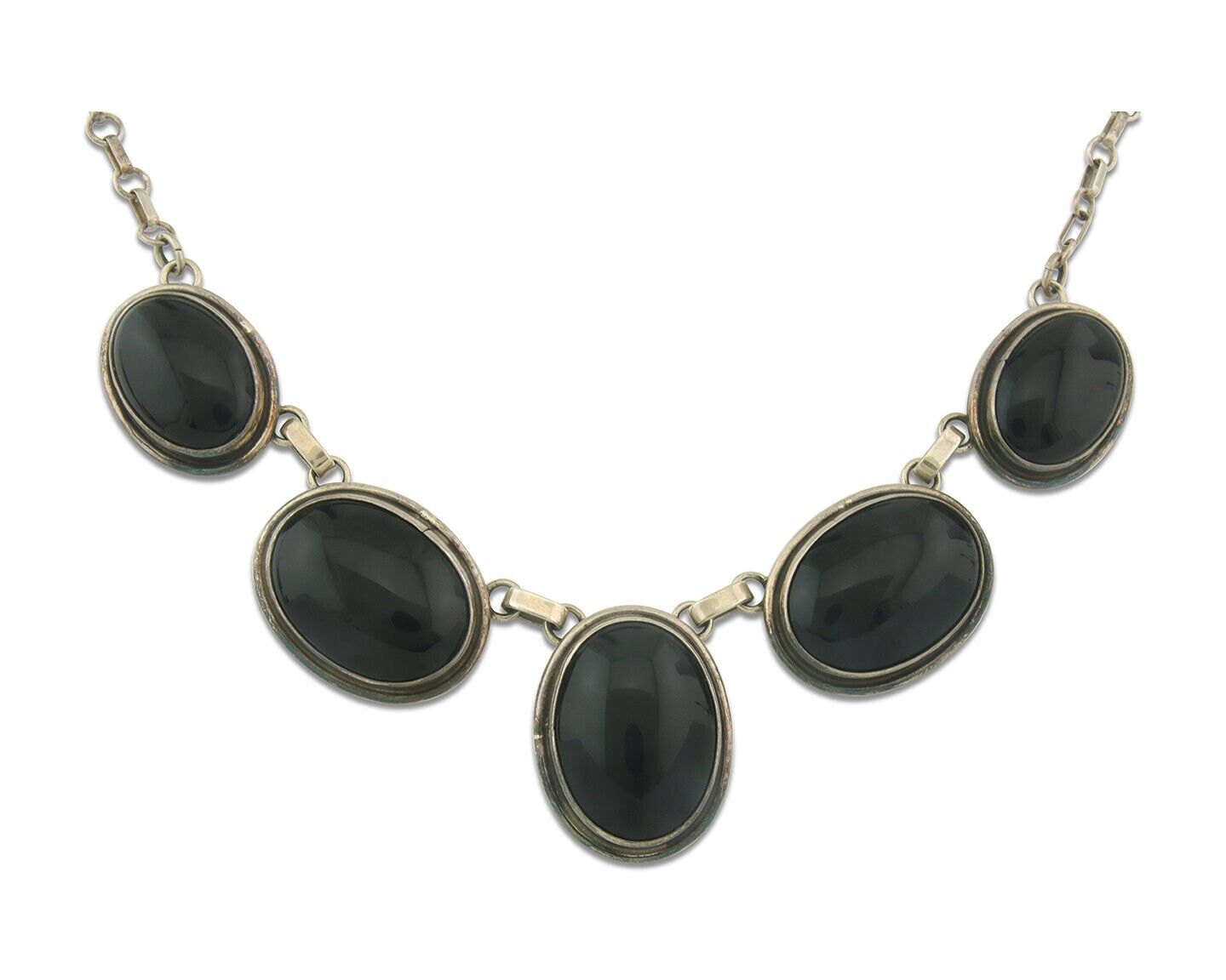 Vintage Navajo Necklace 925 Silver Natural Onyx Native Artist