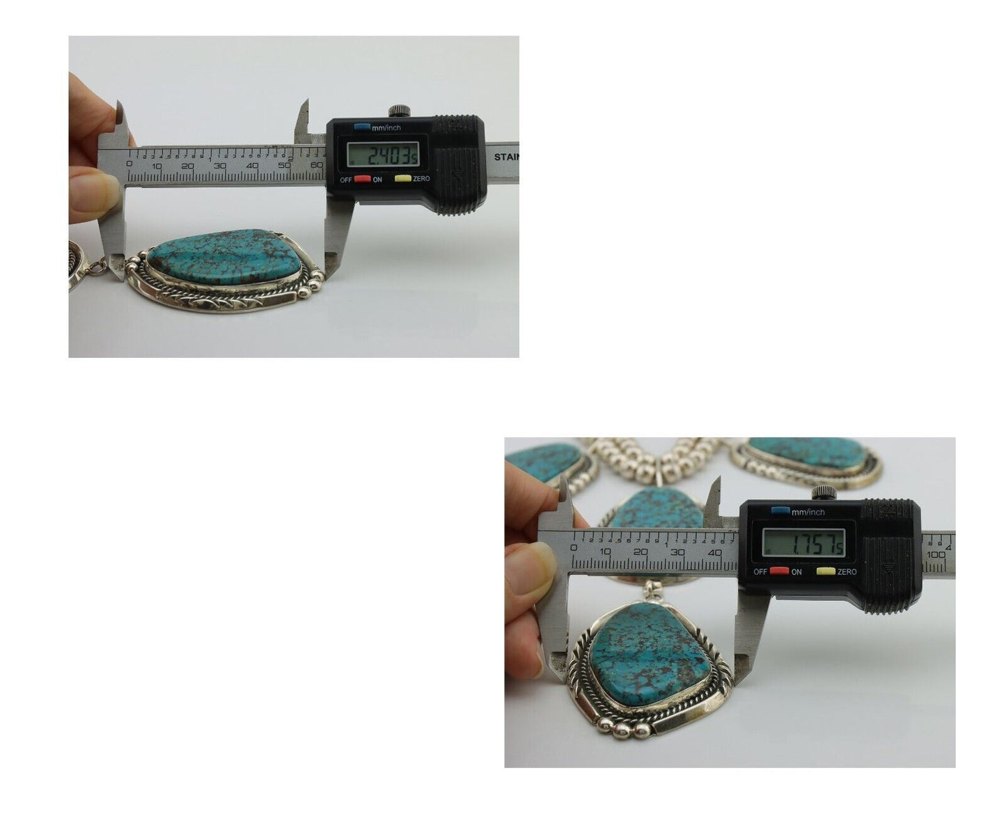 Navajo Squash Necklace 925 Silver Arizona Turquoise Signed Ben S C.80's