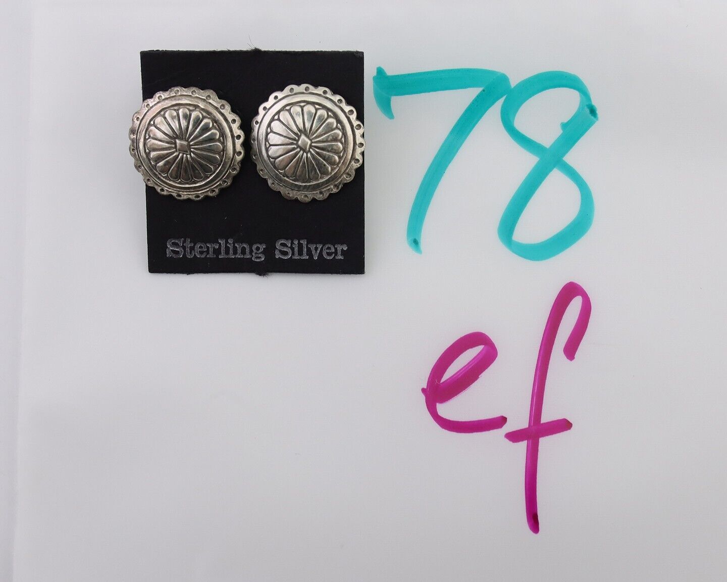 Navajo Small Shield Earrings 925 Silver Native American Artist C.80's