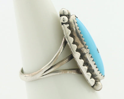 Navajo Ring .925 Silver Sleeping Beauty Turquoise Native American Artist C.80's