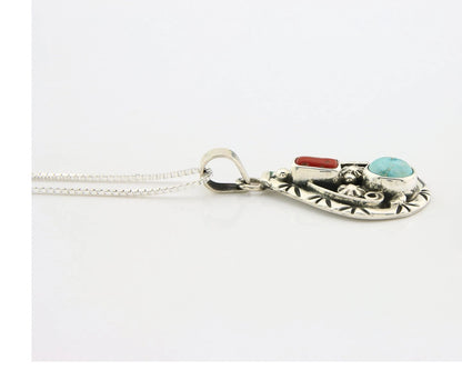 Navajo Necklace Sterling Authentic Gemstone Traditional Signed Teepee