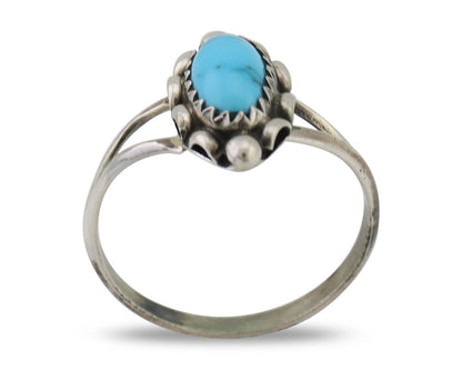 Navajo Handmade Ring 925 Silver Sleeping Beauty Turquoise Artist Signed SC C80s
