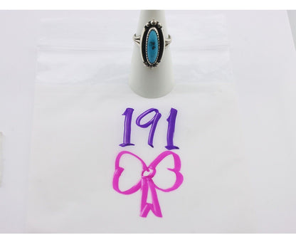 Navajo Ring .925 Silver Sleeping Beauty Turquoise Signed SkyStone Creations C80s