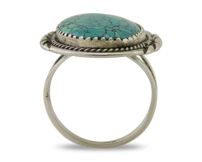 Navajo Ring 925 Silver Natural Spiderweb Turquoise Native Artist C.80's