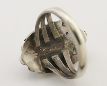 Navajo Ring 925 Silver Sleeping Beauty Turquoise Artist Signed SC C.80's