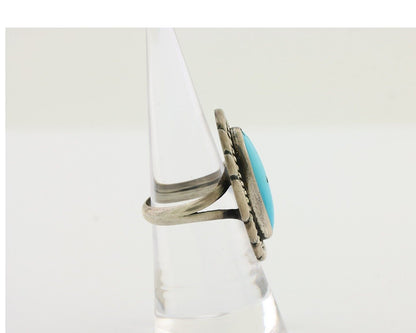 Navajo Ring 925 Silver Natural Turquoise Native American Artist Size 6.0 C.80's