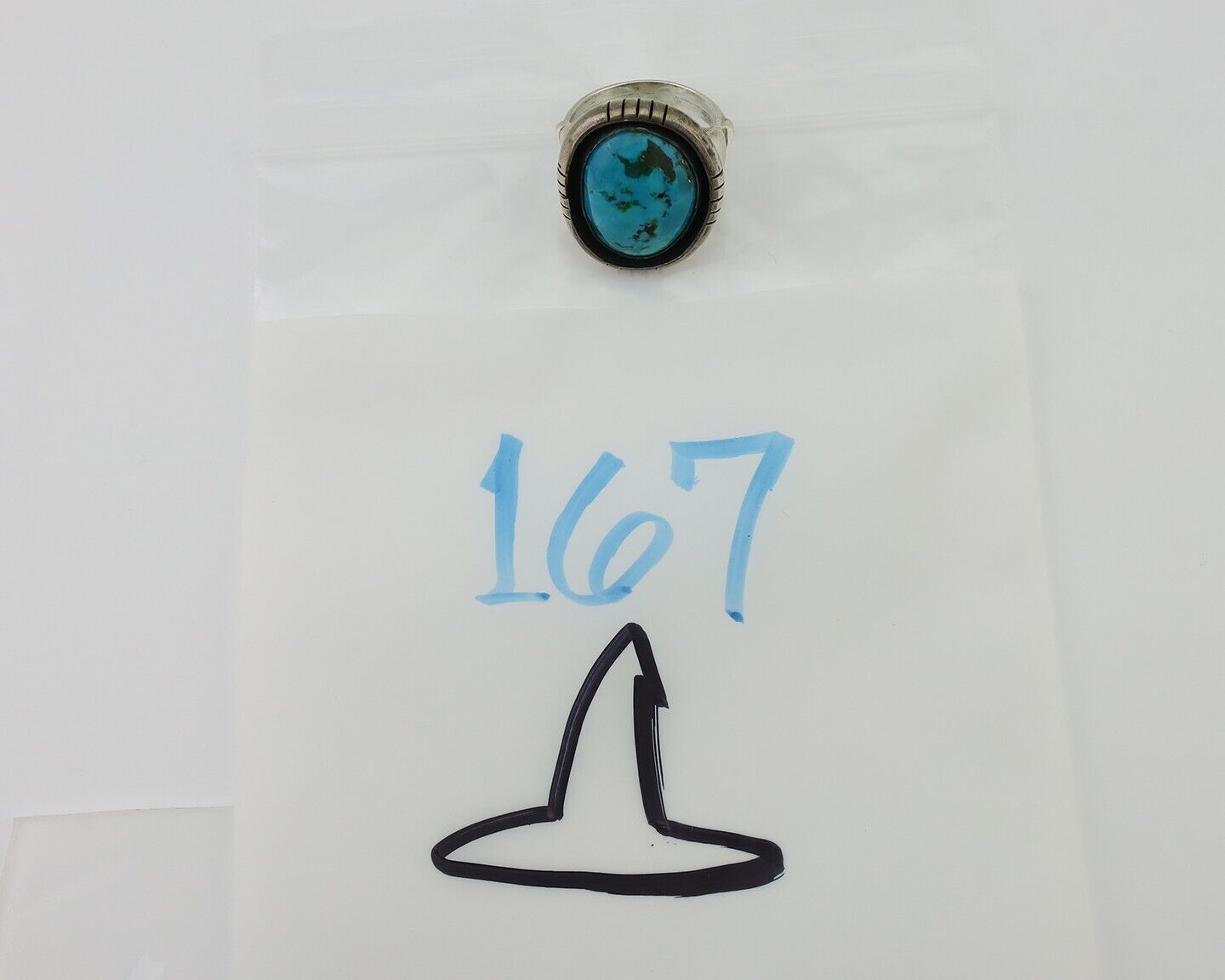 Navajo Ring 925 Silver Arizona Turquoise Signed M Montoya C.80's