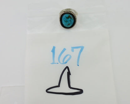 Navajo Ring 925 Silver Arizona Turquoise Signed M Montoya C.80's