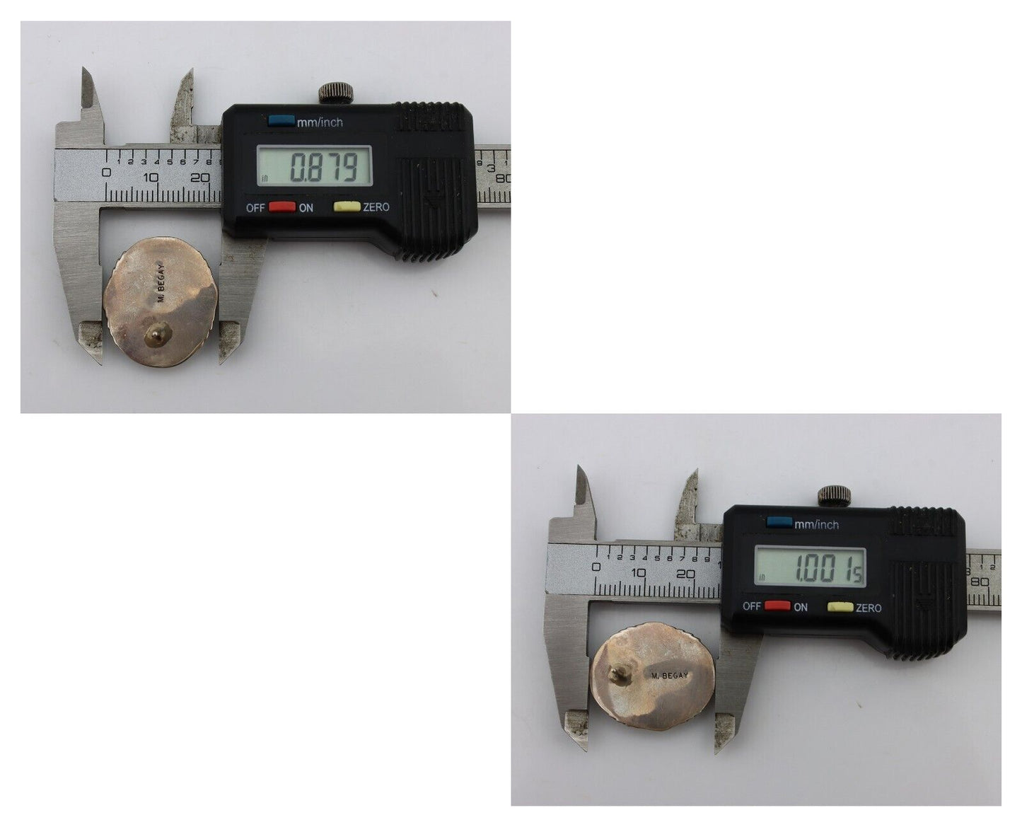 Navajo Hand Stamped Earrings 925 Silver Natural Turquoise Signed M Begay C.80s