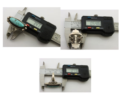 Navajo Turquoise Ring 925 Silver Native Artist Signed Sunrise Size 8.0 C.80's