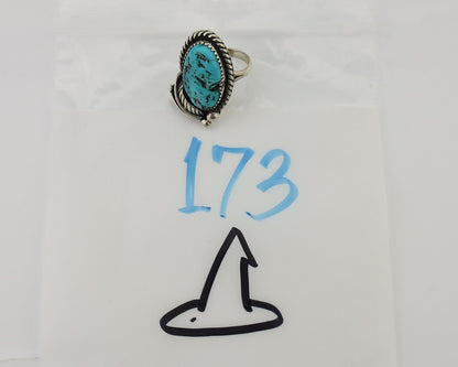 Navajo Ring 925 Silver Natural Blue Turquoise Native American Artist C.80's