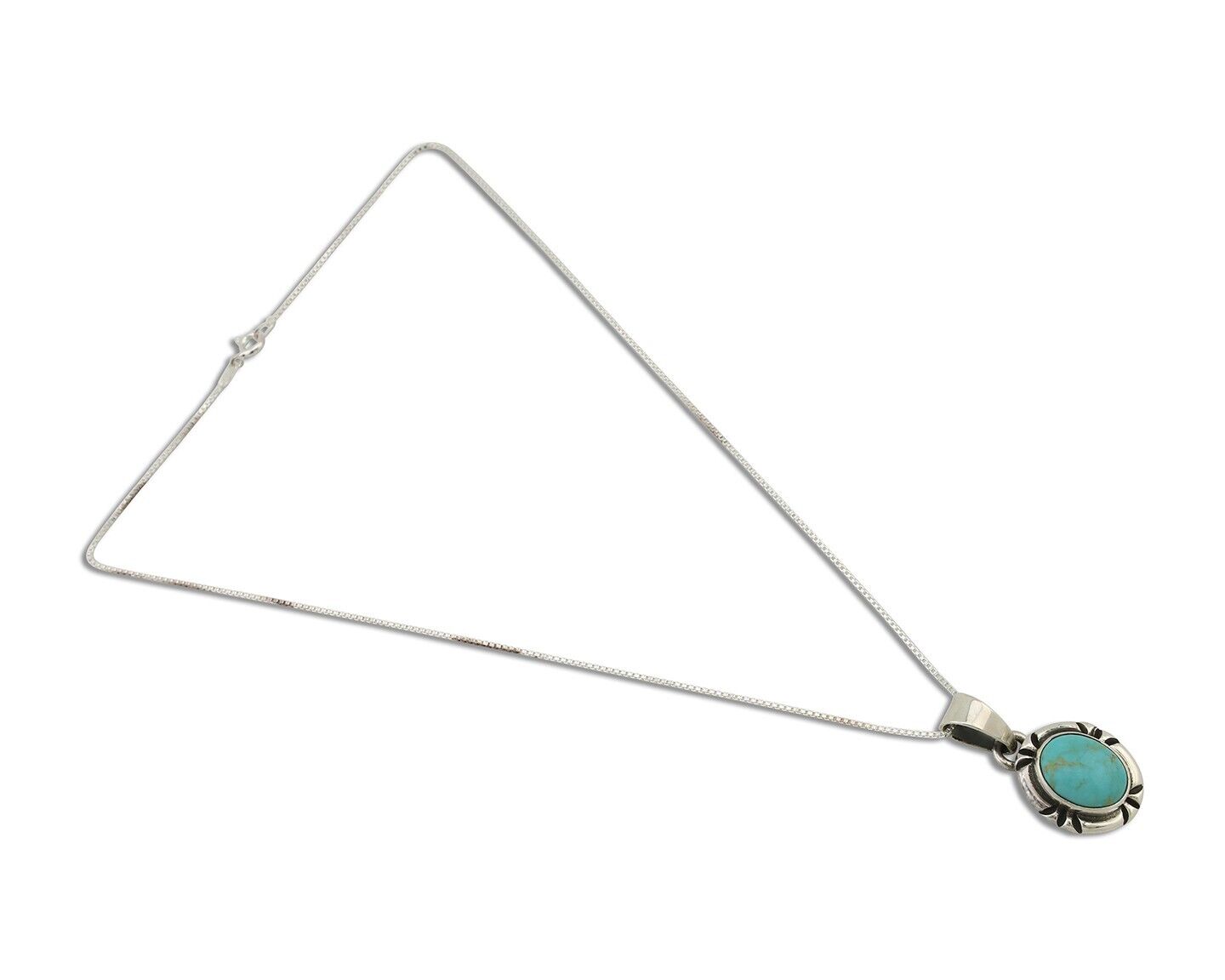 Navajo Necklace 925 Silver Arizona Turquoise Handmade Signed Gecko C.90's