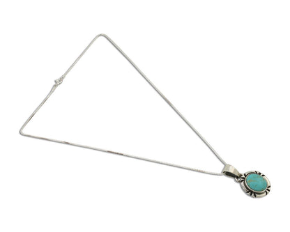 Navajo Necklace 925 Silver Arizona Turquoise Handmade Signed Gecko C.90's