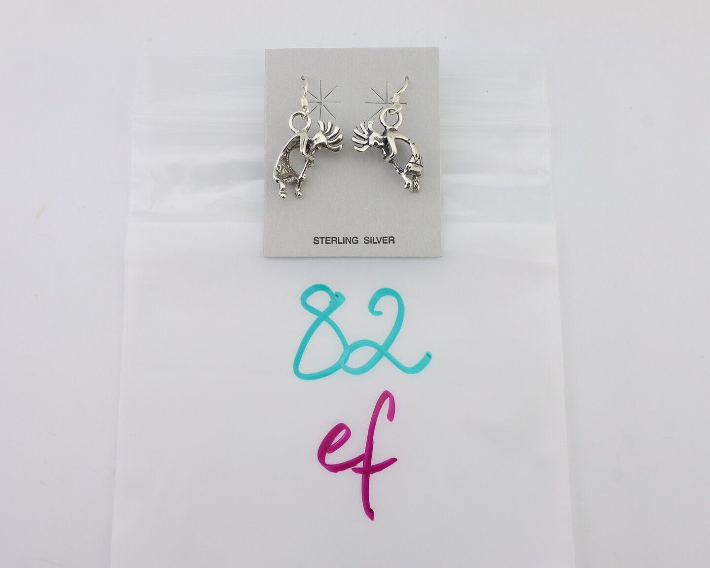 Navajo Kokopelli Dangle Earrings 925 Silver Native American Artist C.80's