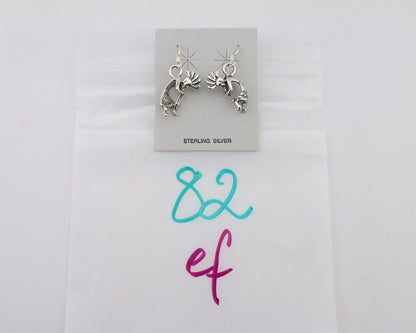 Navajo Kokopelli Dangle Earrings 925 Silver Native American Artist C.80's