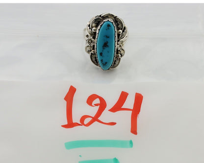 Navajo Ring 925 Silver Sleeping Beauty Turquoise Signed JJM C.80's