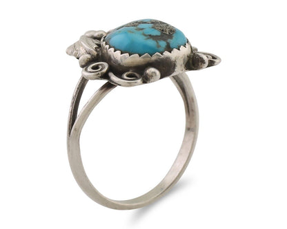 Navajo Ring 925 Silver Morenci Tuquoise Native American Artist C.80's