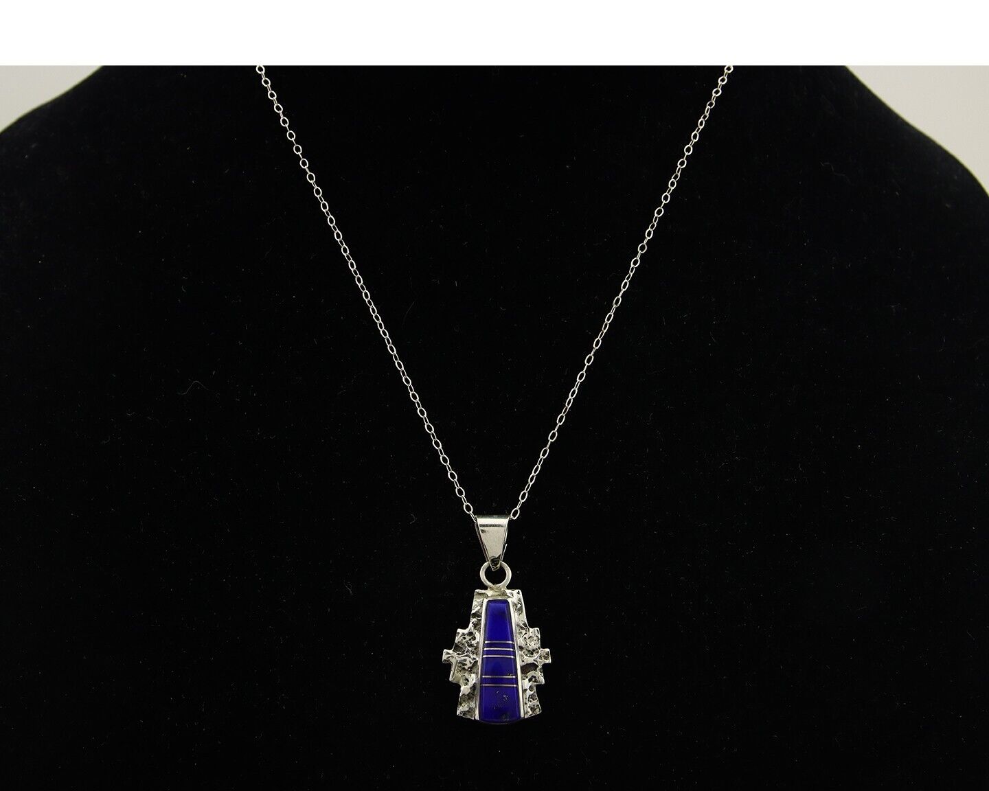 Navajo Necklace 925 Silver Natural Lapis Handmade Native American Artist C.80's